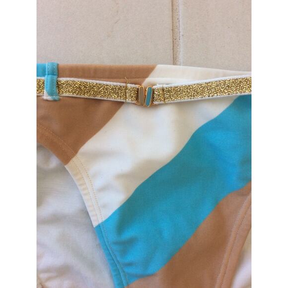 Revolve Salinas Swimwear Bikini Bottom Belted Multicolor Stripe - Picture 3 of 7